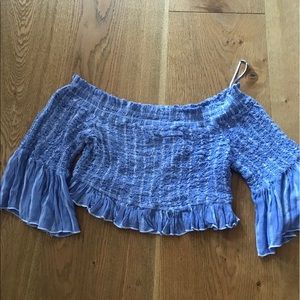 blue off the shoulder top